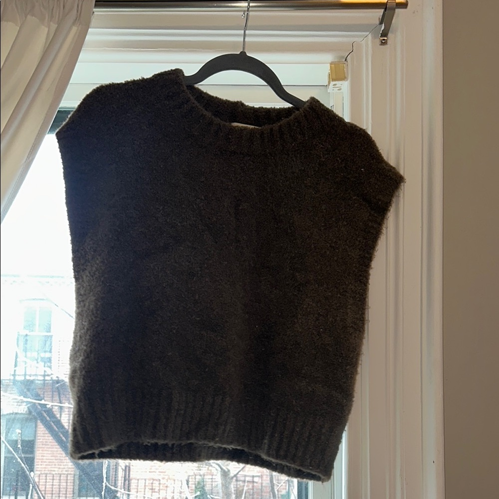 Brown Sleeveless Sweater with Cozy Knit